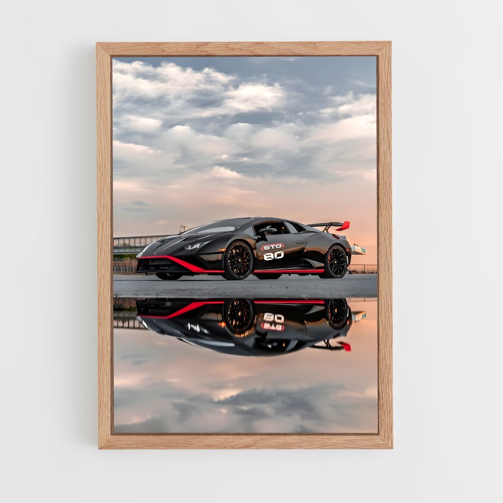 Poster Huracan Noir et Rouge – affiche Lamborghini (vue 4)